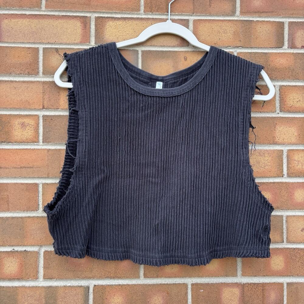 FP Movement Free People Ribbed Crop Tank Top Womens Small Grey Relaxed
